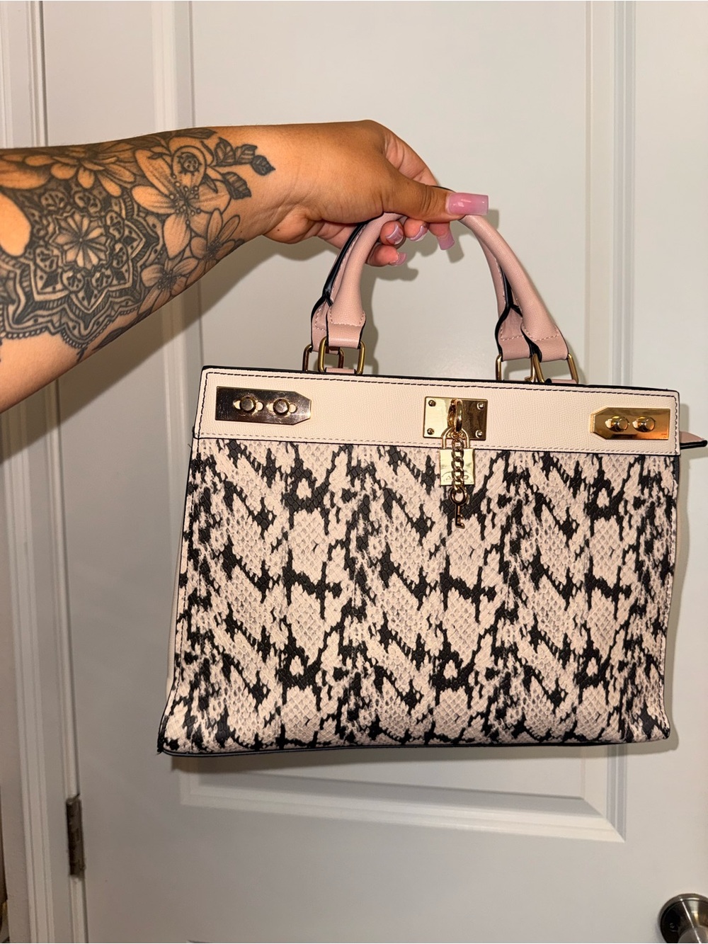 Aldo Snakeprint Mauve Handbag